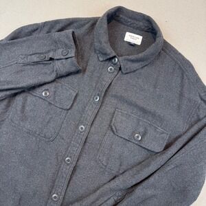 American Eagle Large Flannel Shirt Mens Gray Long Sleeve Button Up